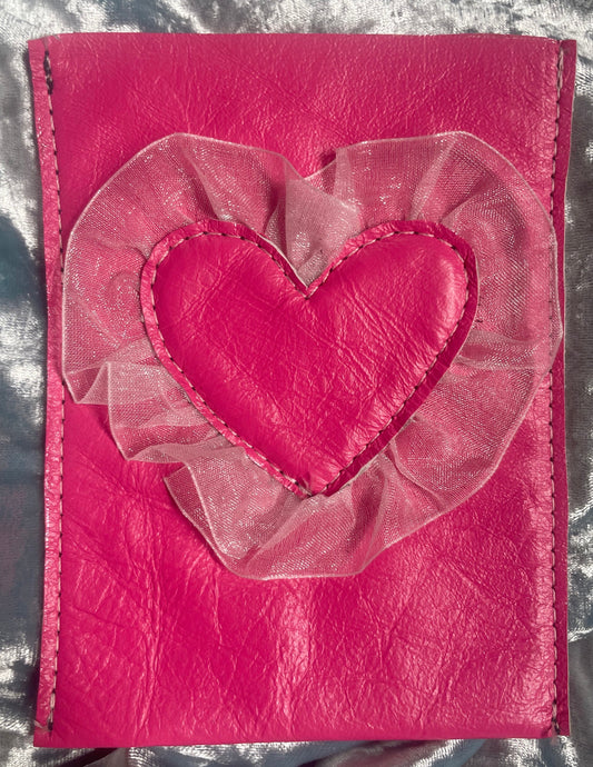 Hot pink with hot pink heart framed in baby pink ruffles